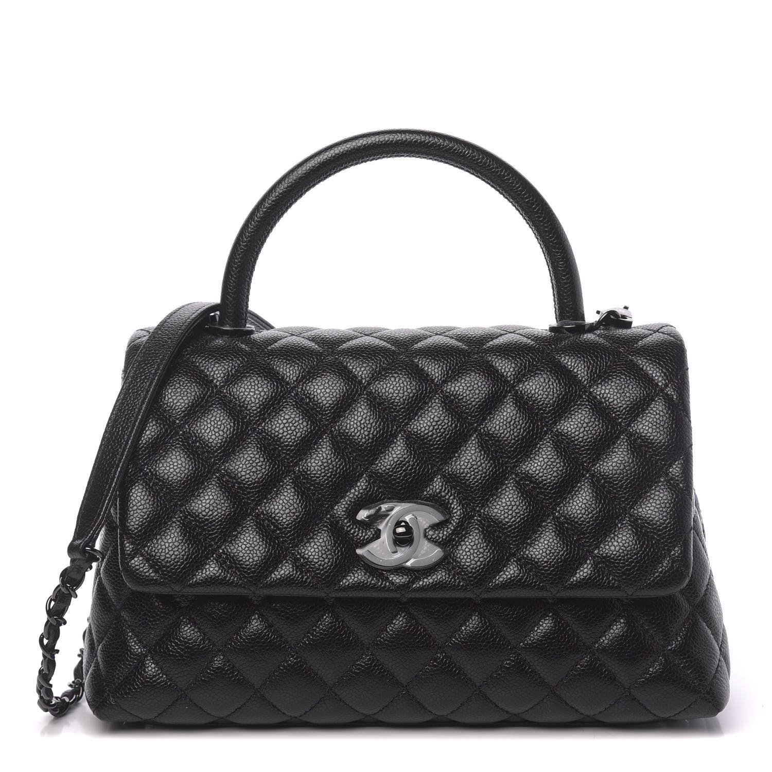 Chanel Caviar Quilted Small Coco Handle Flap So Black 1 of 11