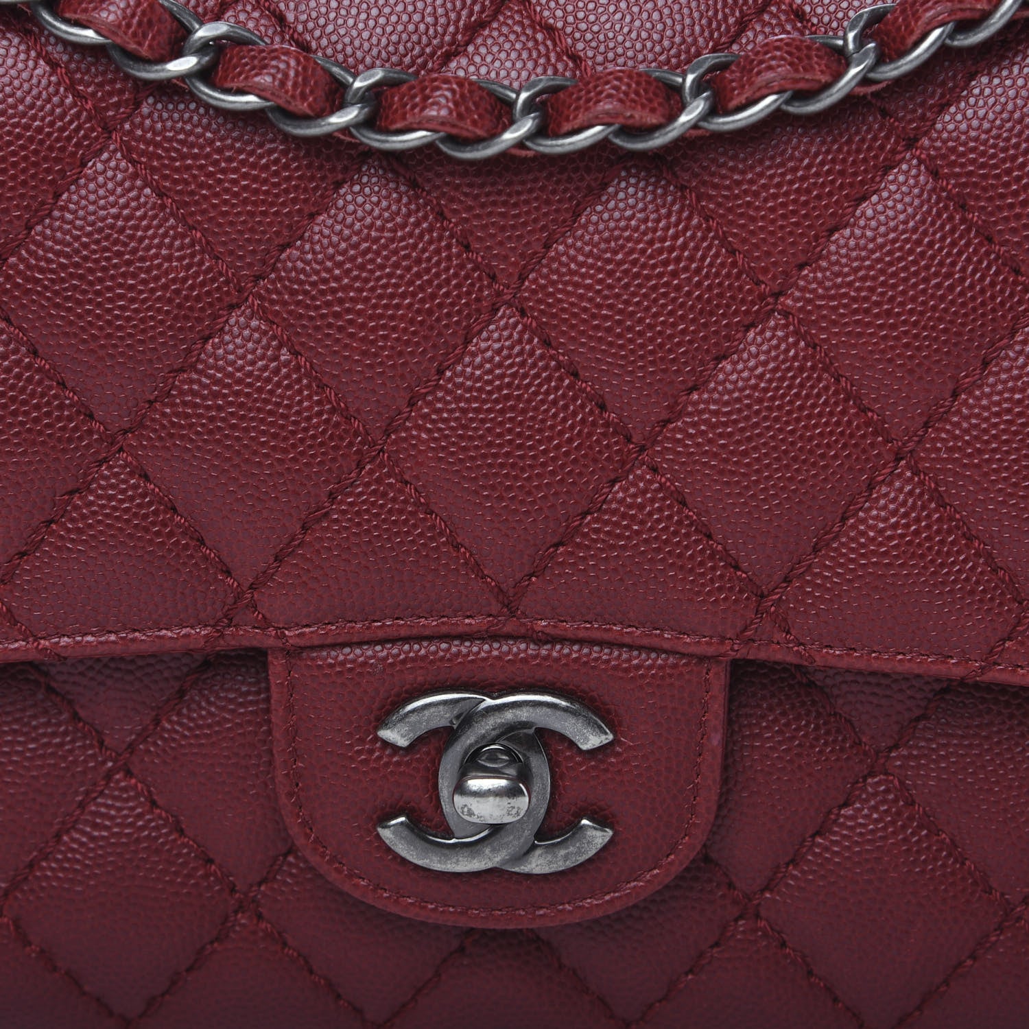 Chanel Caviar Quilted Medium Double Flap Dark Red 13 of 13