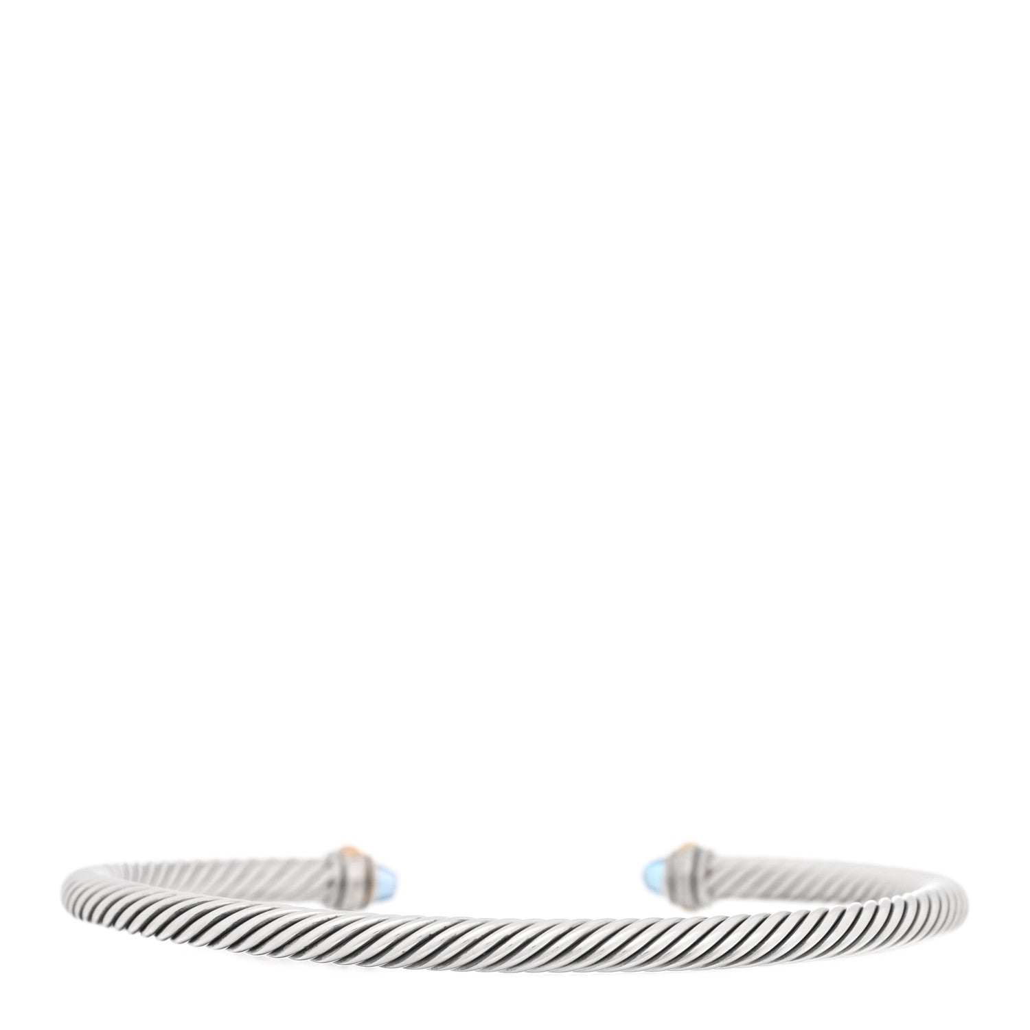 David Yurman Sterling Silver 18K Yellow Gold Blue Topaz 4mm Cable Classics Bracelet 2 of 3
