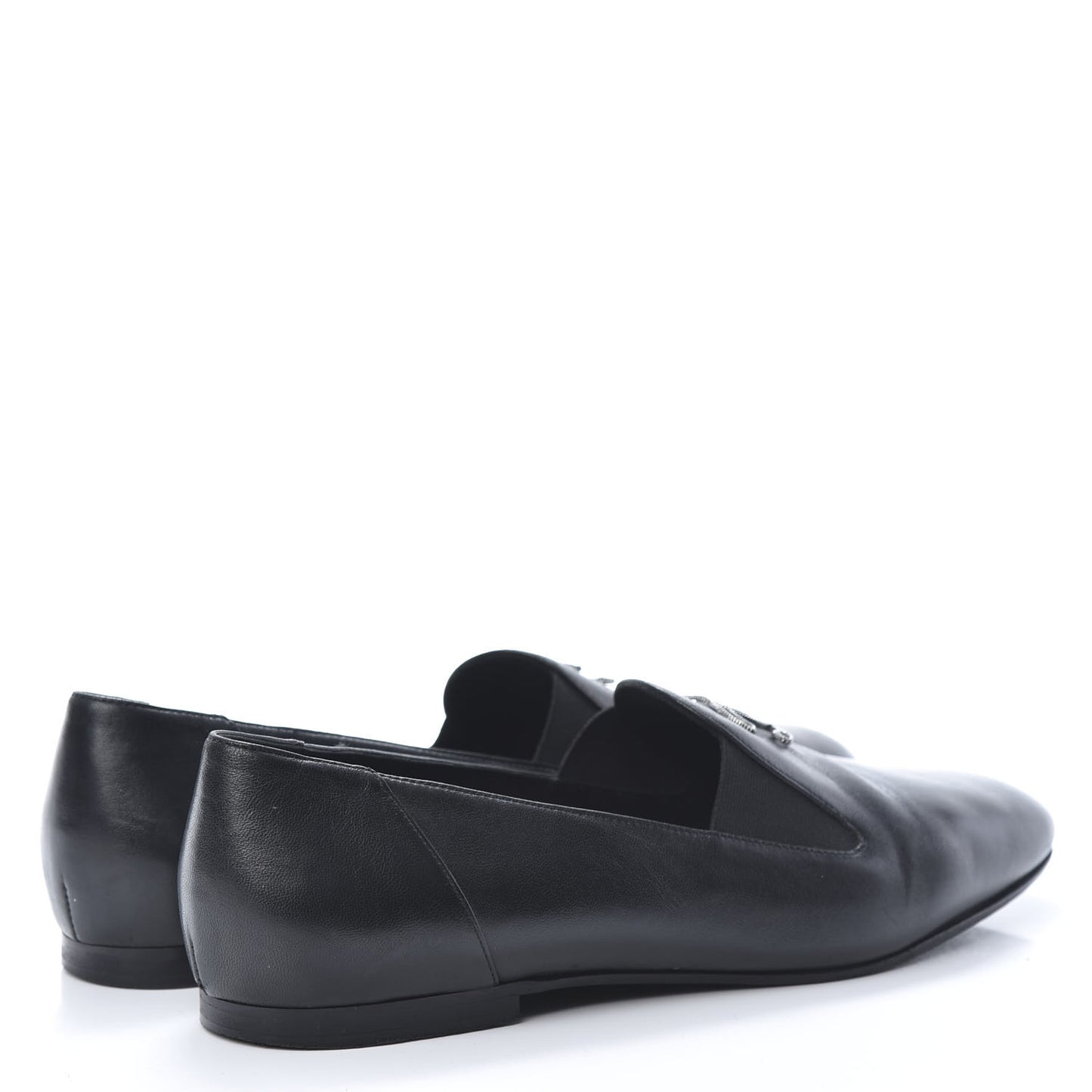 Lambskin Grosgrain CC Mocassin Loafers 39.5 Black