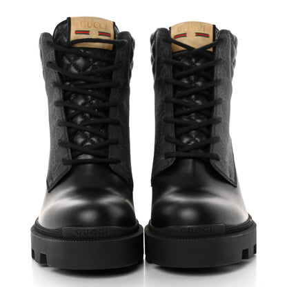 Gucci Apollo Calfskin GG Supreme Nappa Samoa Quilted Lace Up Ankle Boots 39.5 Black 2 of 9