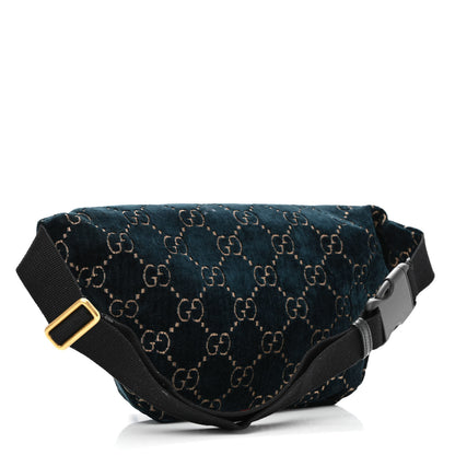 Gucci Velvet GG Monogram Web Belt Bag Blue Beige 3 of 10