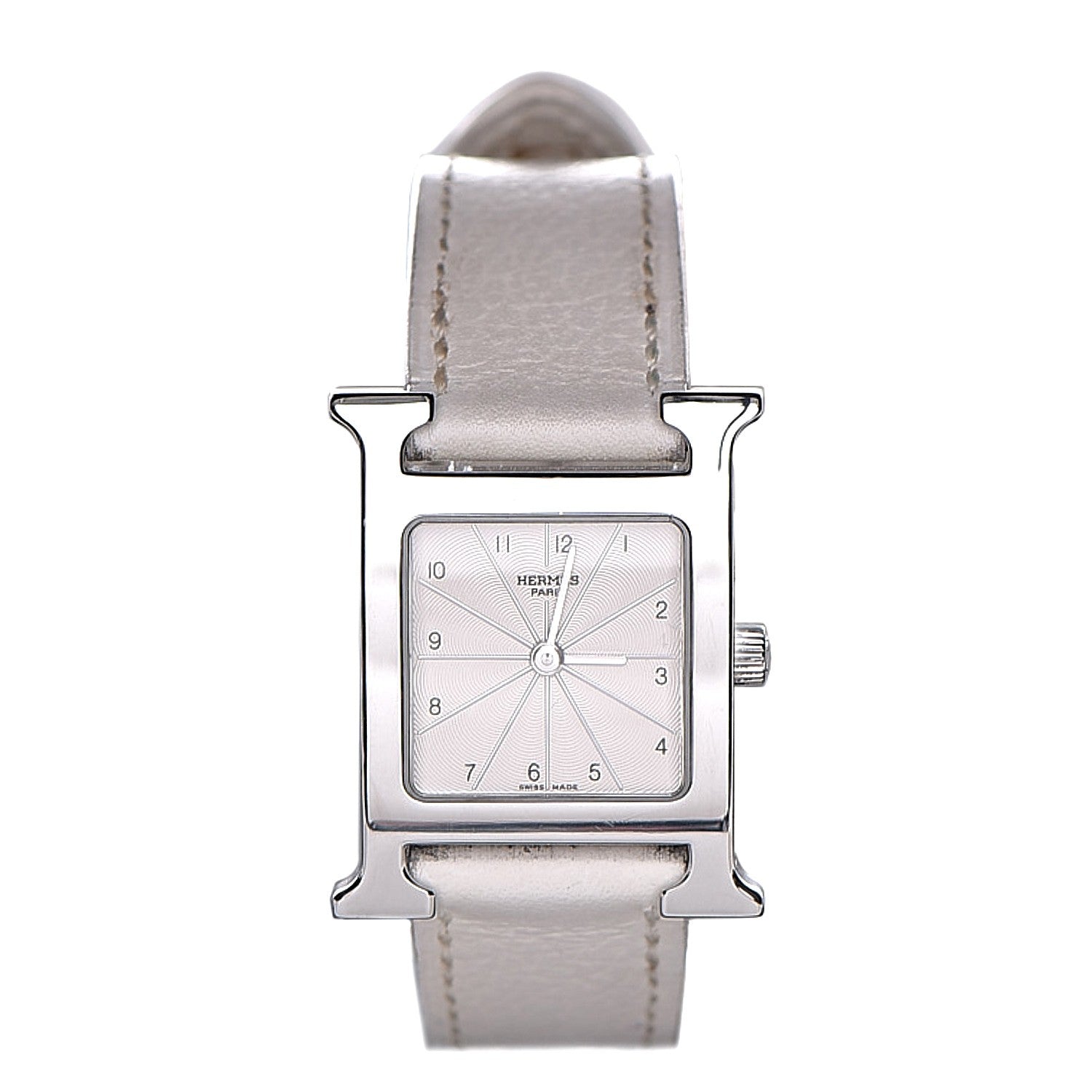 Hermes Stainless Steel Courchevel 21mm Heure H Hour Watch Blanc 1 of 8