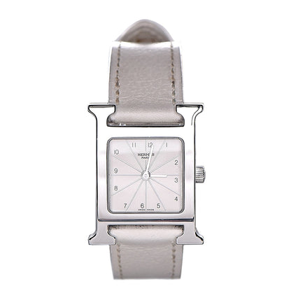 Hermes Stainless Steel Courchevel 21mm Heure H Hour Watch Blanc 1 of 8