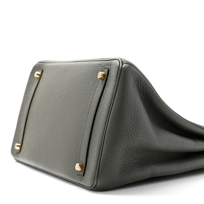 Hermes Taurillon Clemence Birkin 35 Vert De Gris 10 of 12
