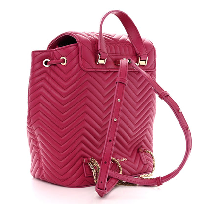 Bulgari Calfskin Quilted Serpenti Forever Backpack Plum 3 of 10