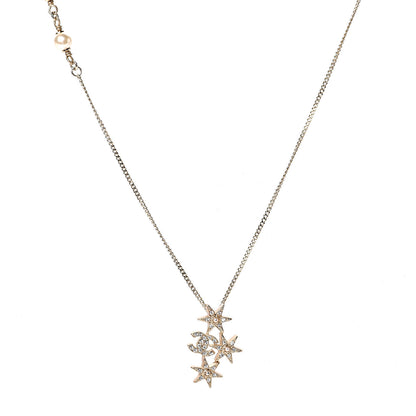 Chanel Crystal Pearl CC Star Necklace Gold 1 of 3