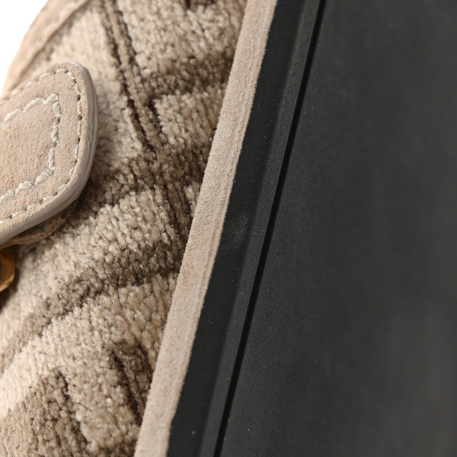 Fendi Chenille Fabric Jacquard Suede FF Womens Fendi Feel Buckled Slide Sandals 40 Tortora Nuvola Rock 9 of 11
