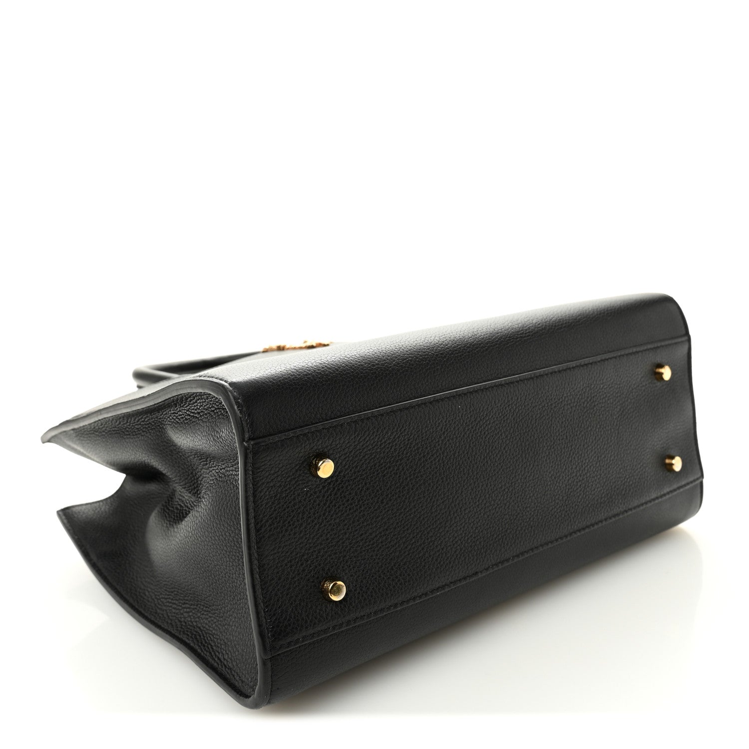 Versace Grainy Calfskin Large Virtus Top Handle Tote Black 4 of 9