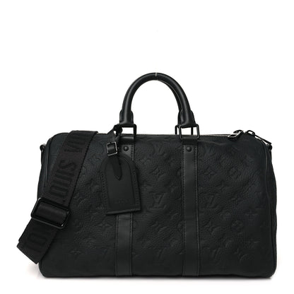 Louis Vuitton Monogram Taurillon Keepall Bandouliere 35 Black 1 of 9