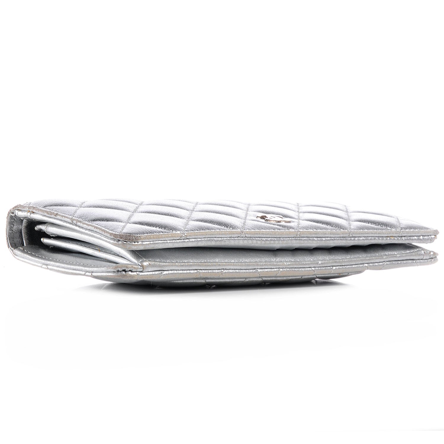 Chanel Lambskin Yen Wallet Silver 4 of 7
