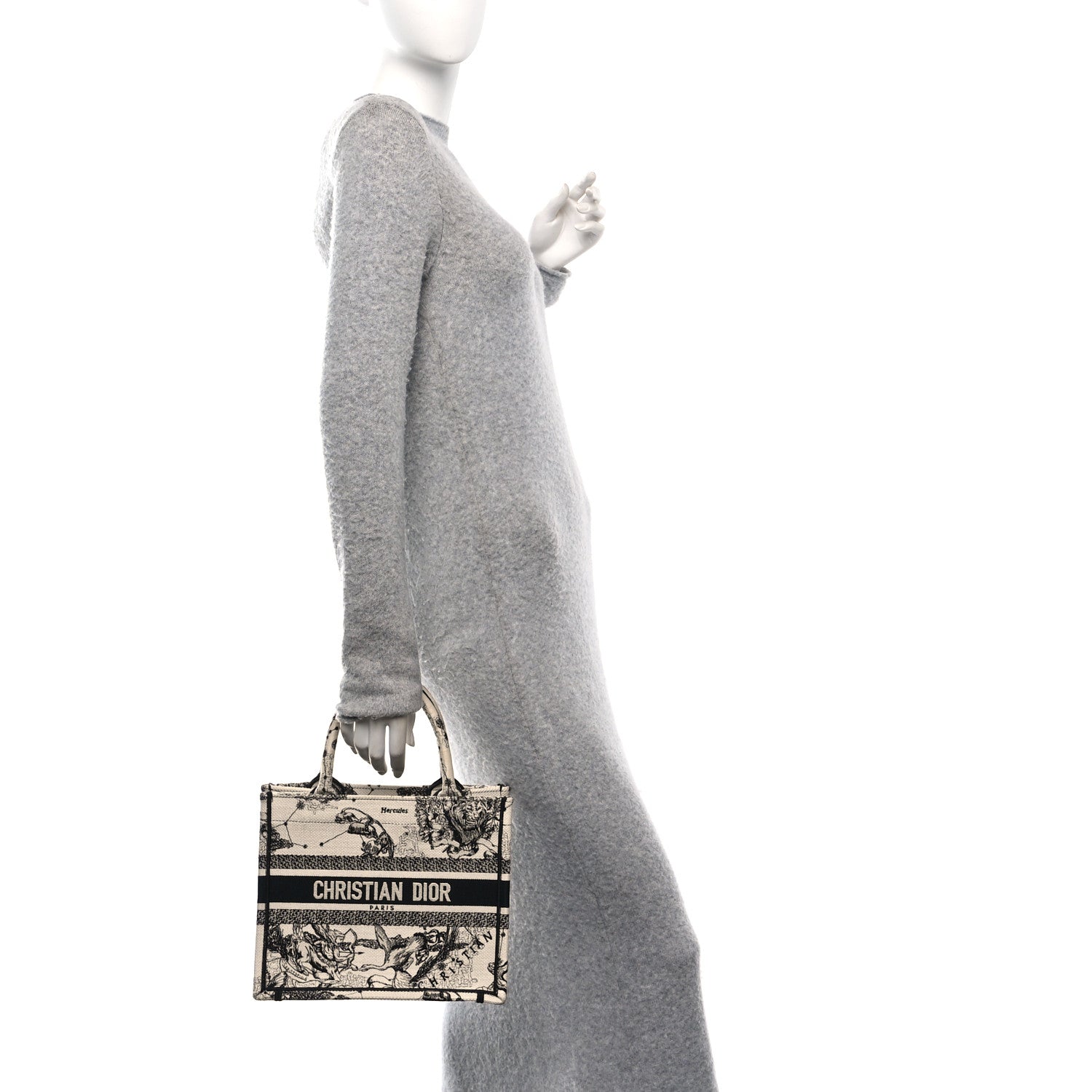 Christian Dior Canvas Embroidered Small Zodiac Toile De Jouy Book Tote Latte 2 of 10