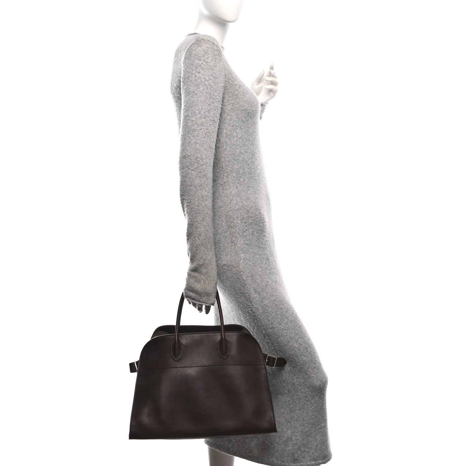 The Row Polished Saddle Calfskin Soft Margaux 15 Chestnut 2 of 10