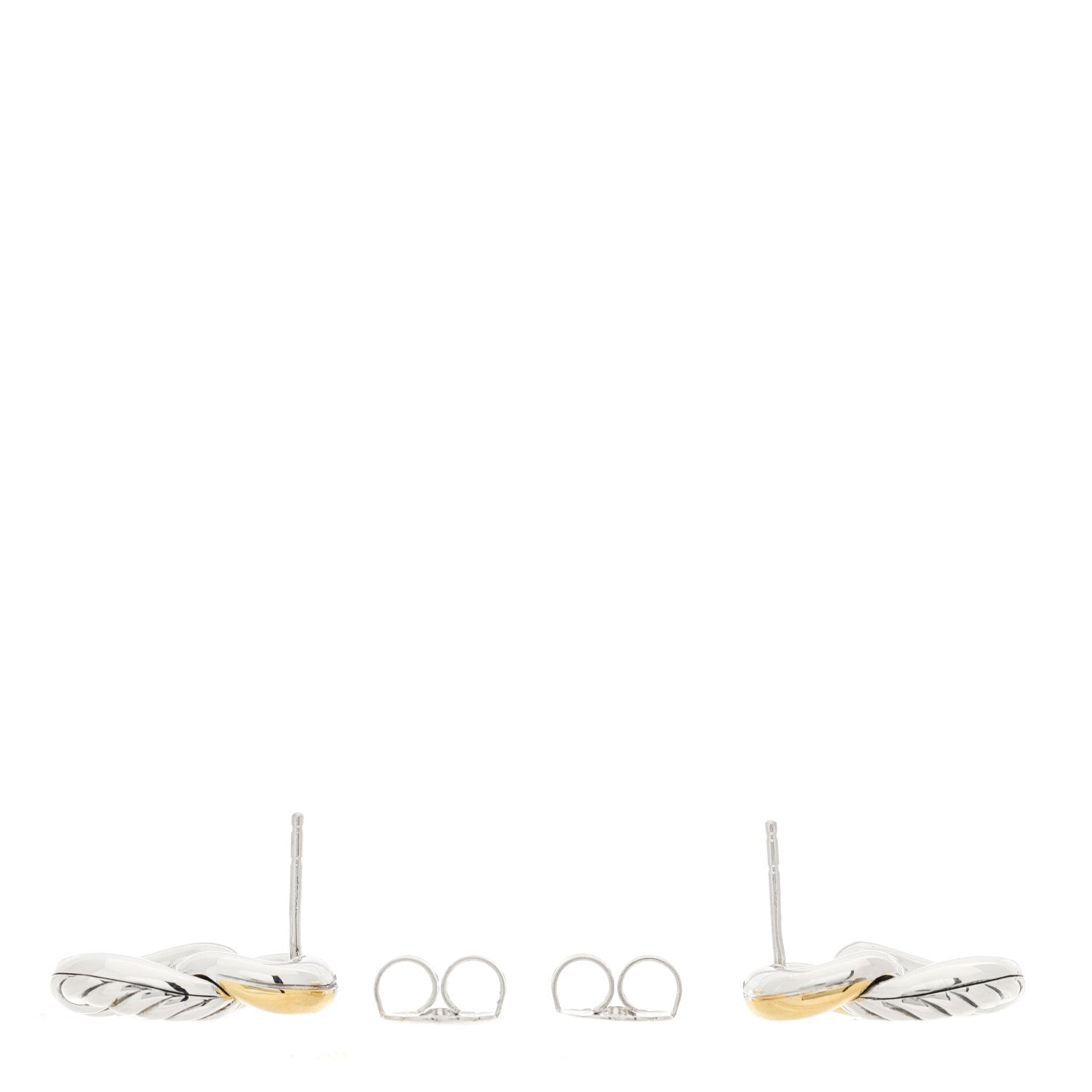 David Yurman Sterling Silver 18K Yellow Gold Belmont Curb Link Drop Earrings 3 of 4