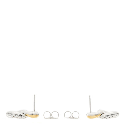 David Yurman Sterling Silver 18K Yellow Gold Belmont Curb Link Drop Earrings 3 of 4