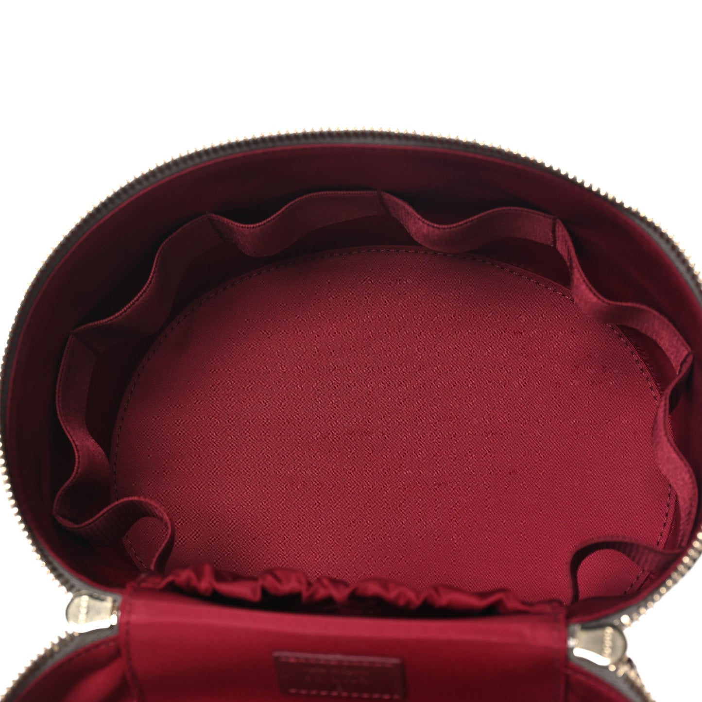 GG Supreme Monogram Ancora Calfskin Vanity Cosmetic Case Beige Ebony Rosso