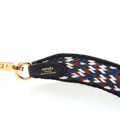 Hermes Toile Swift 25mm Sangle Cavale Shoulder Strap Black White Deep Blue 3 of 5