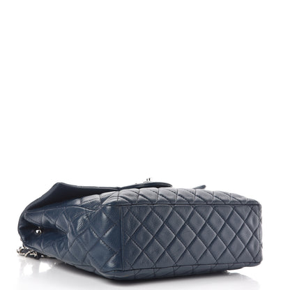 Chanel Washed Caviar Quilted Maxi Single Flap Blue 4 of 19