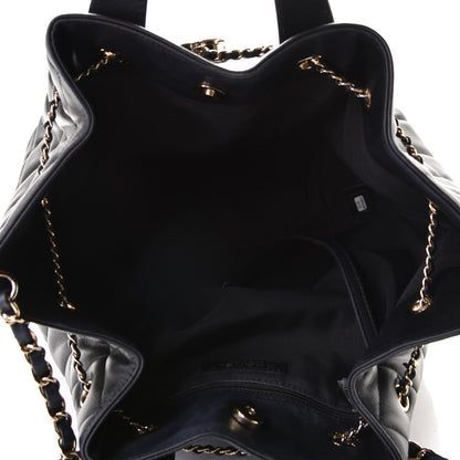 Chanel Lambskin Quilted CC Dweller Drawstring Tote Black 4 of 5