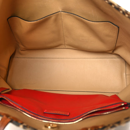 Valentino Garavani Canvas Nappa Leopard Print Rockstud Tote Brown 5 of 14