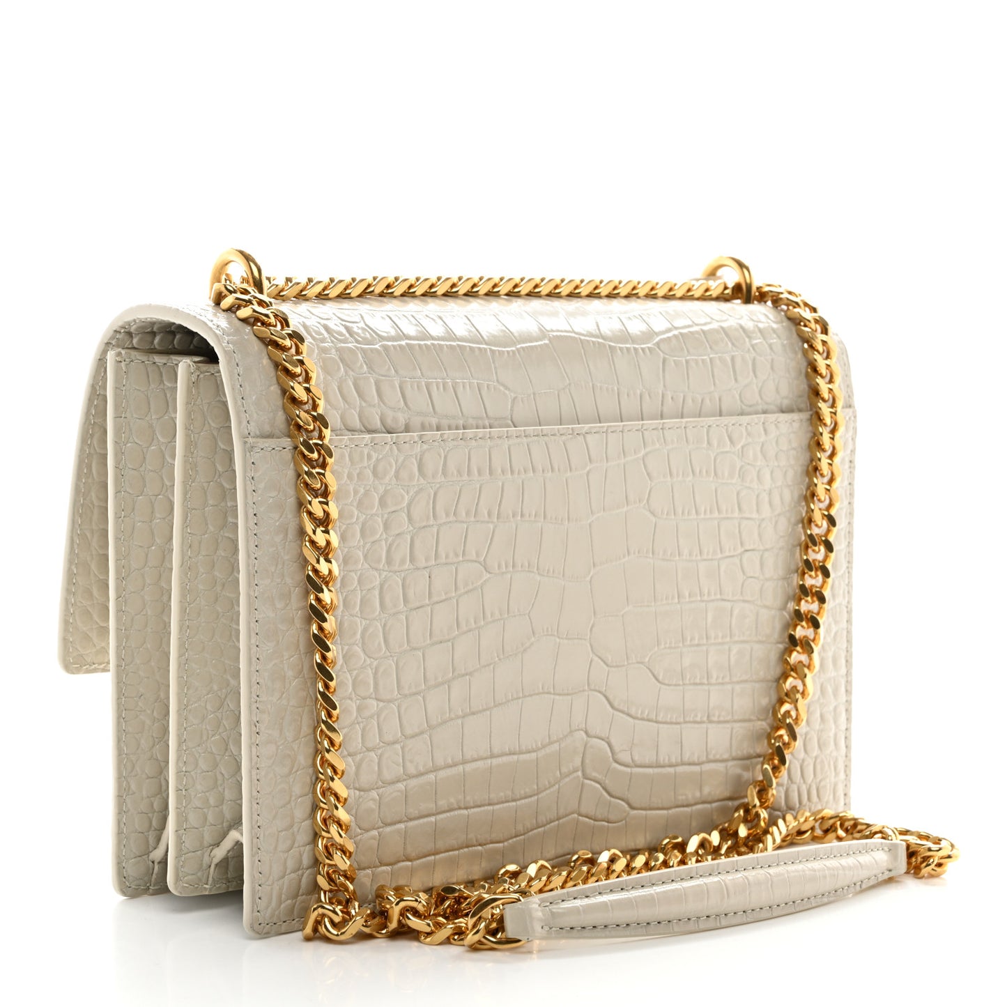 Calfskin Crocodile Embossed Medium Monogram Sunset Blanc Vintage