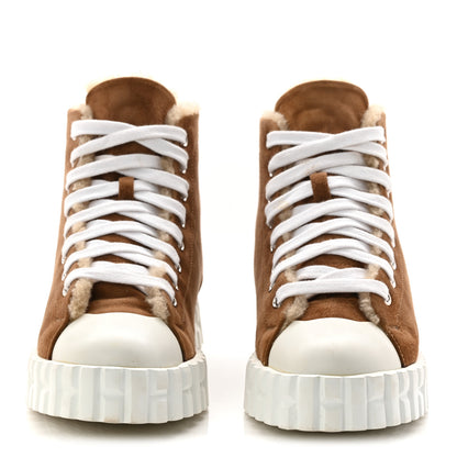 Hermes Woolskin Womens Climb Sneakers 37.5 Brun Fume 3 of 9