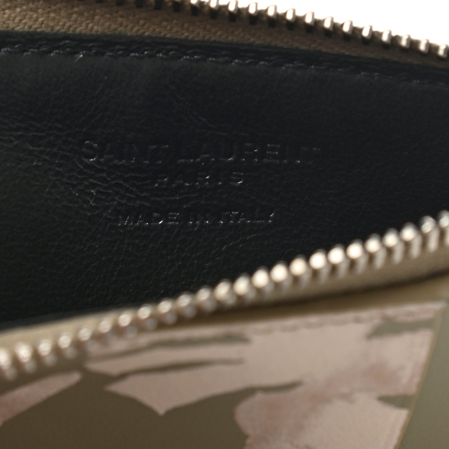 Calfskin Printed 5 Fragments Zip Pouch Card Holder