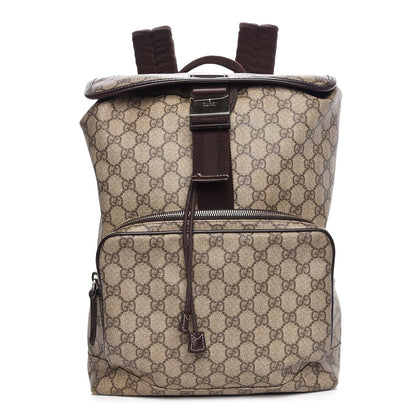 Gucci GG Supreme Monogram Medium Single Buckle Rucksack Backpack Beige Ebony Brown 1 of 13
