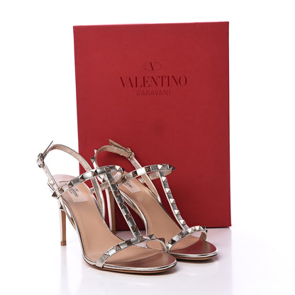 Valentino Garavani Metallic Nappa Rockstud T-Strap Slingback 85mm Sandals 40 Skin 8 of 8
