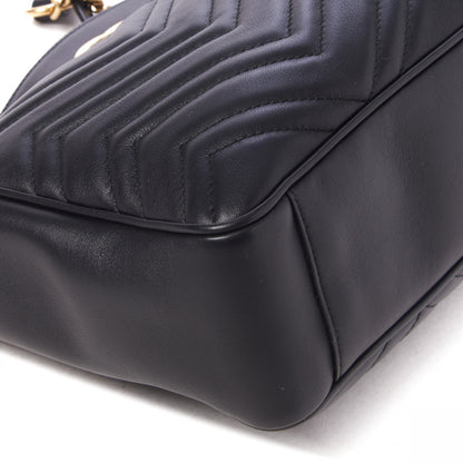 Gucci Calfskin Matelasse Medium GG Marmont Open Top Shoulder Bag Black 6 of 9