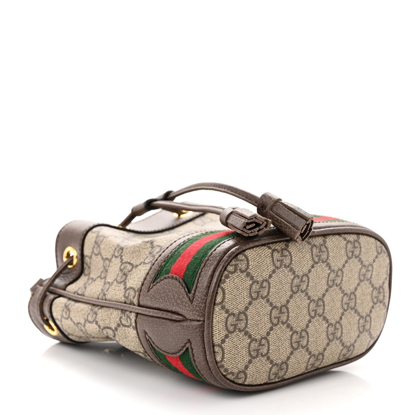 GG Supreme Monogram Web Mini Ophidia Bucket Bag Brown