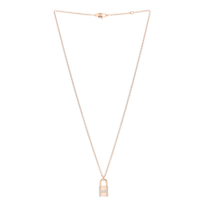 Hermes 18K Rose Gold Diamond Amulettes Cadenas Pendant Necklace 3 of 5