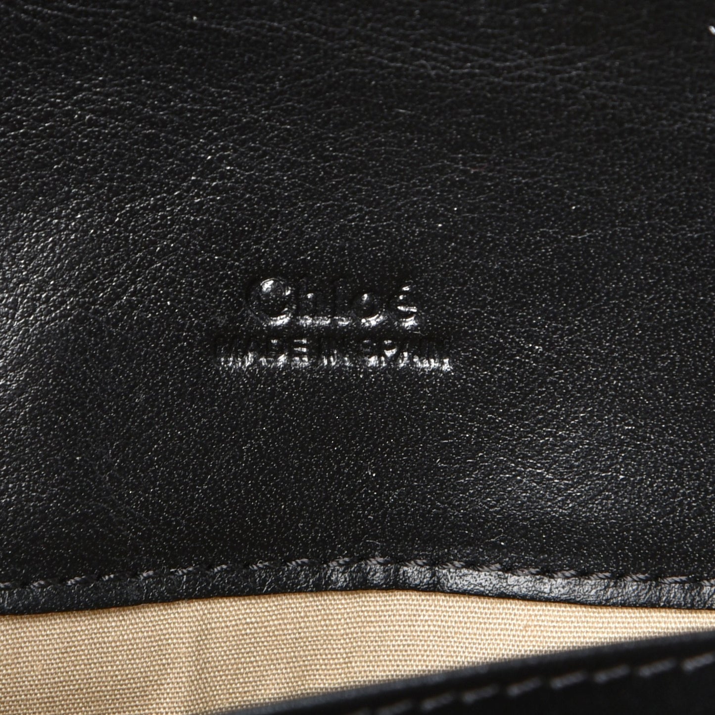 Calfskin Patchwork Chain Wallet Black Beige