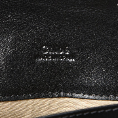 Chloe Calfskin Patchwork Chain Wallet Black Beige 6 of 7