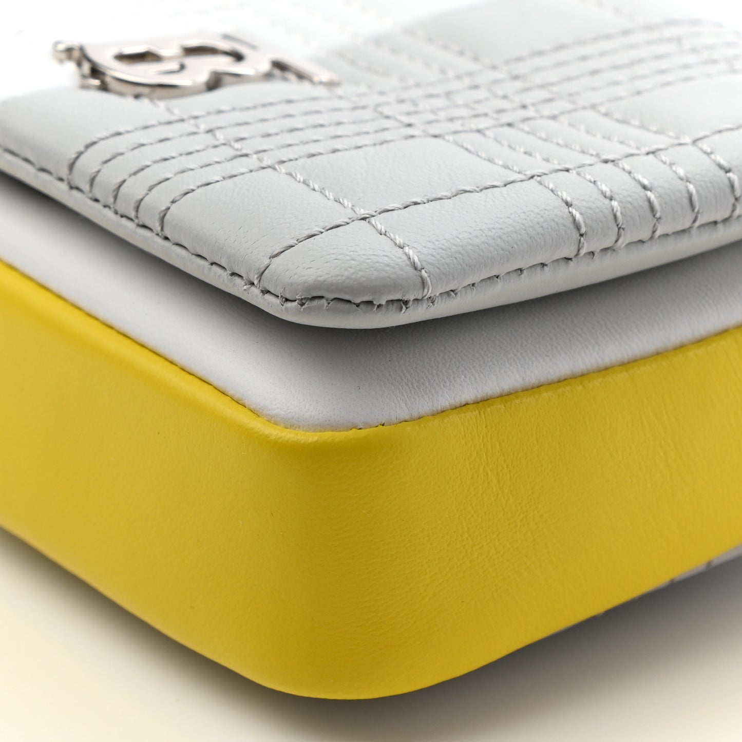 Lambskin Quilted Mini Lola Bag White Grey Yellow