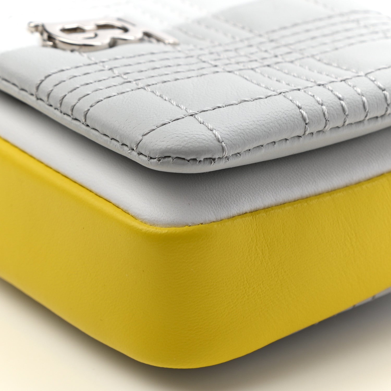Burberry Lambskin Quilted Mini Lola Bag White Grey Yellow 6 of 8
