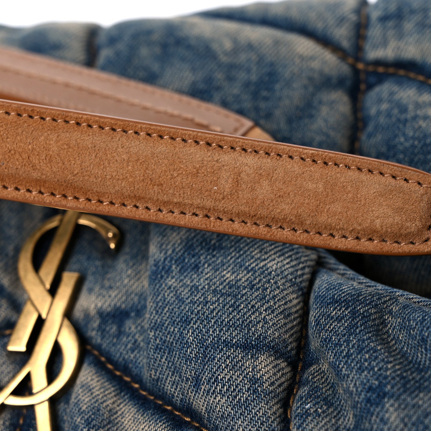 Saint Laurent Denim Quilted Small Loulou Puffer Monogram Chain Satchel Blue Cinnamon 13 of 15