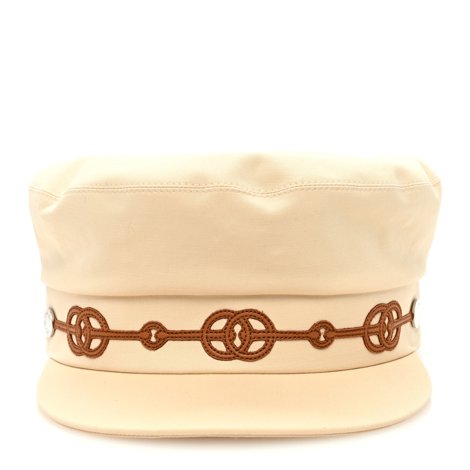 Hermes Double Linen Twill Casquette Cabourg Cliquetis Cap 57 White Creme 3 of 8