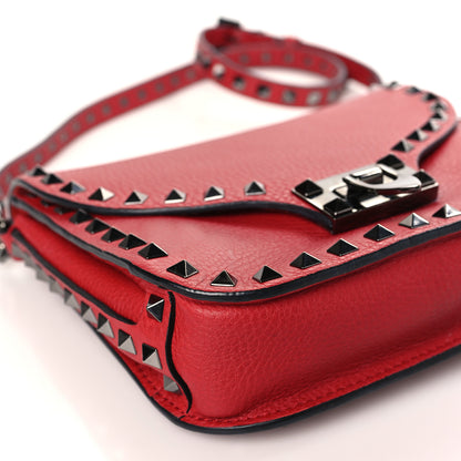 Valentino Garavani Pebbled Calfskin Rockstud Shoulder Flap Messenger Bag Rosso 7 of 8