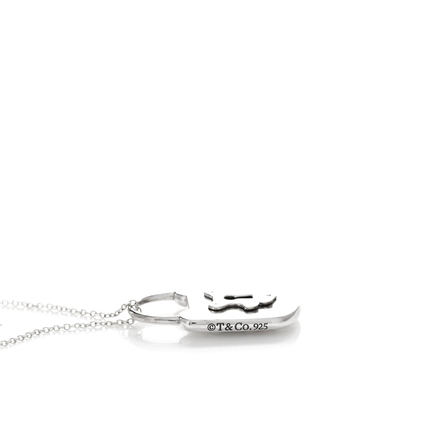 Tiffany Sterling Silver Lock Pendant Necklace 3 of 3