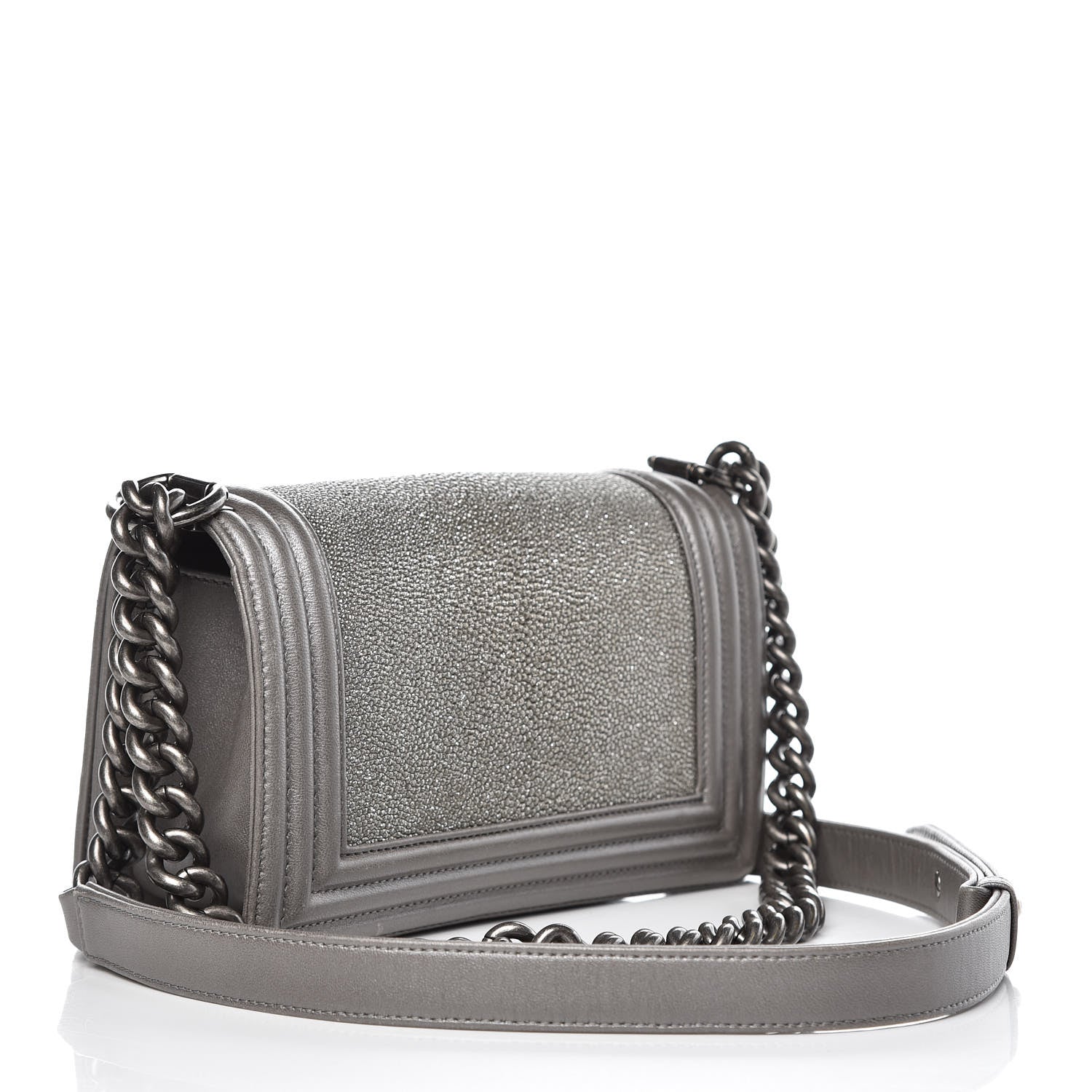 Chanel Galuchat Stingray Small Boy Flap Silver 3 of 16