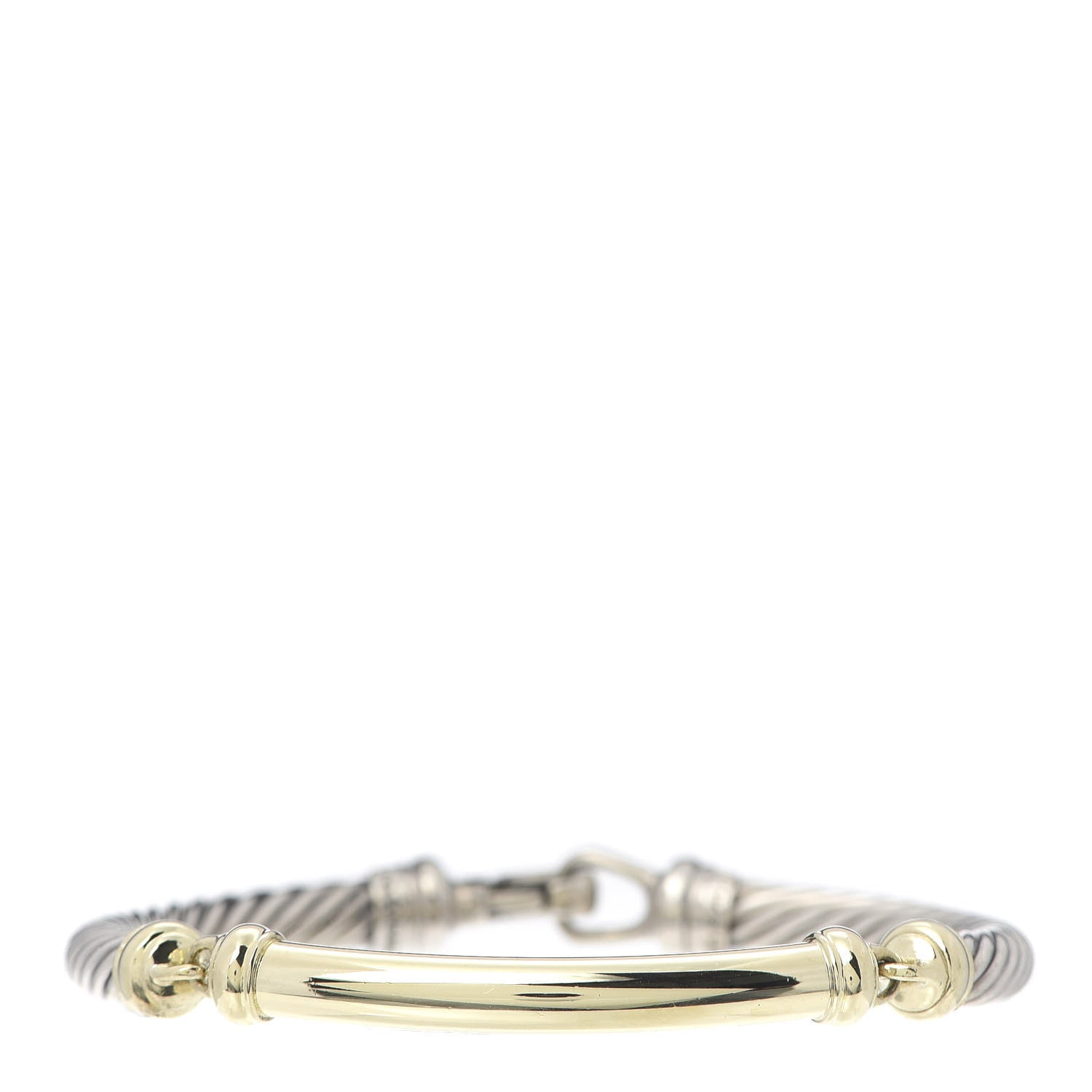 David Yurman Sterling Silver 14K Yellow Gold 5mm Metro Cable Bracelet 1 of 6