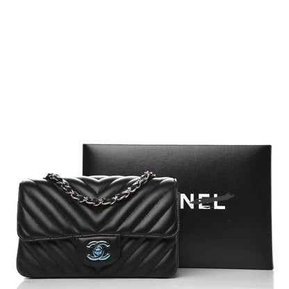 Chanel Lambskin Chevron Quilted Mini Rectangular Flap Black 8 of 8