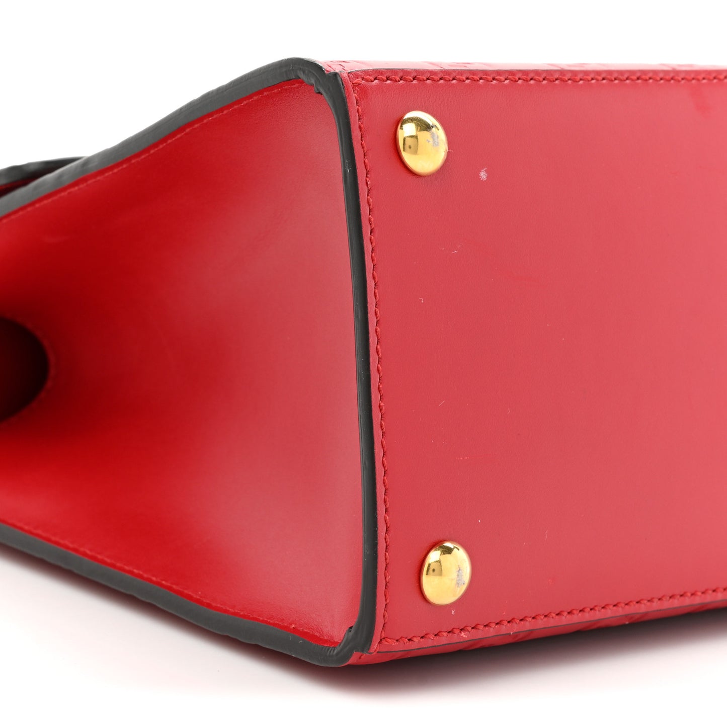 Guccissima Signature Small Padlock Top Handle Bag Hibiscus Red