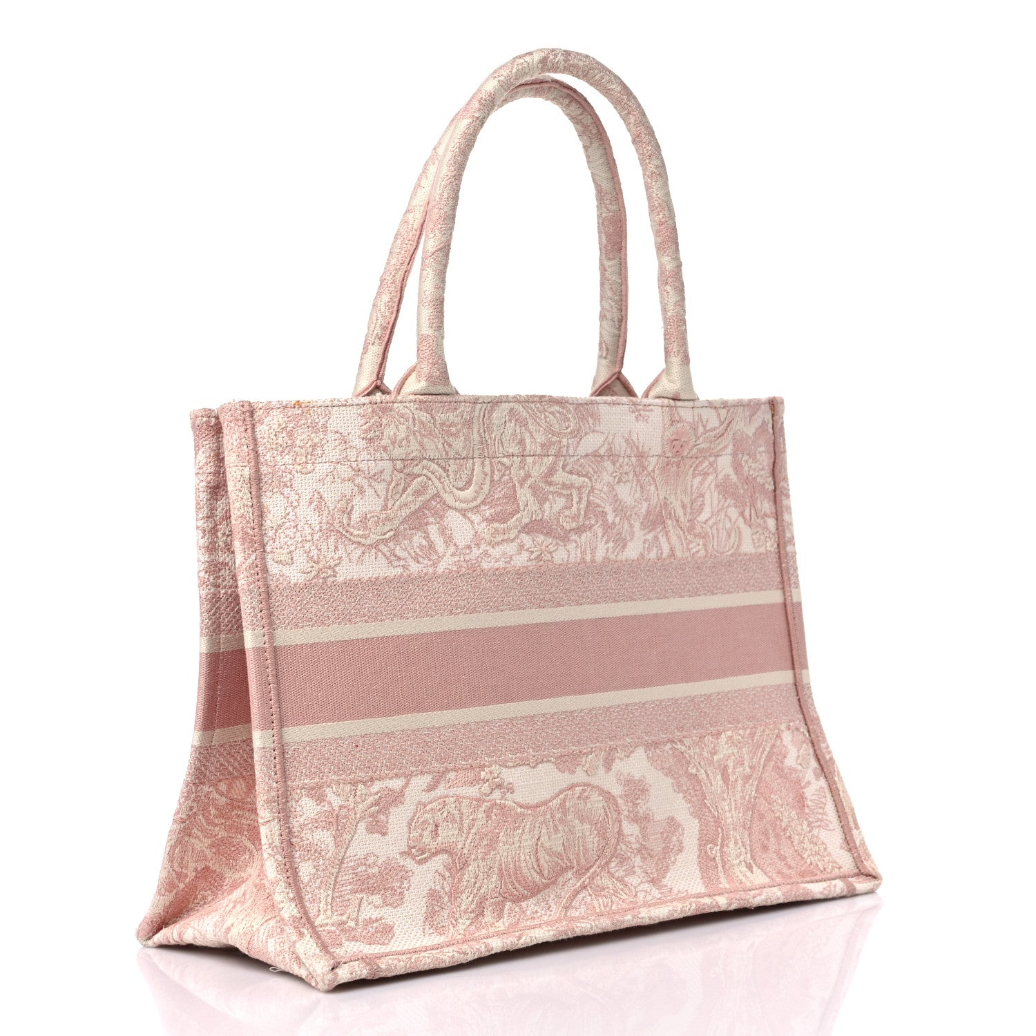 Christian Dior Canvas Embroidered Medium Dioriviera Toile De Jouy Book Tote Rose 2 of 9