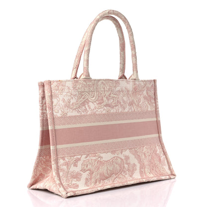 Christian Dior Canvas Embroidered Medium Dioriviera Toile De Jouy Book Tote Rose 2 of 9