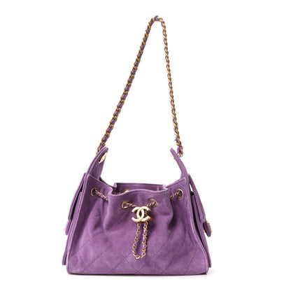 Chanel Suede Quilted Mini Chanel 25 Handbag Purple 1 of 10