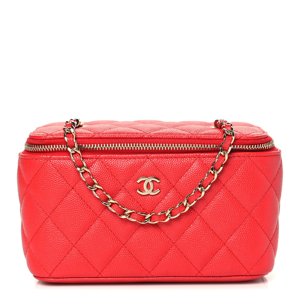 Chanel Caviar Quilted Small Vanity Case With Chain Red 1 of 11