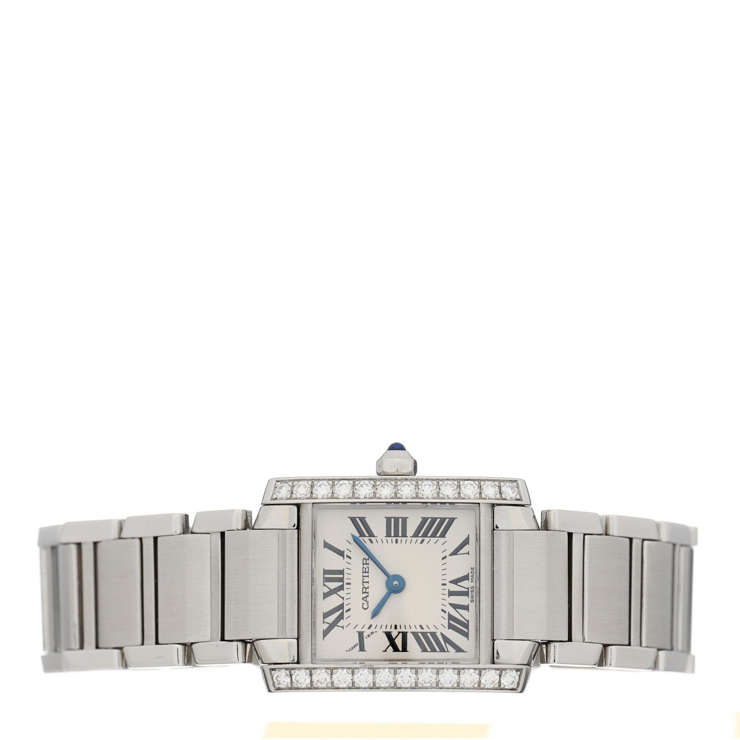 Cartier Stainless Steel Diamond Bezel 20mm Tank Francaise Quartz Watch 2 of 5