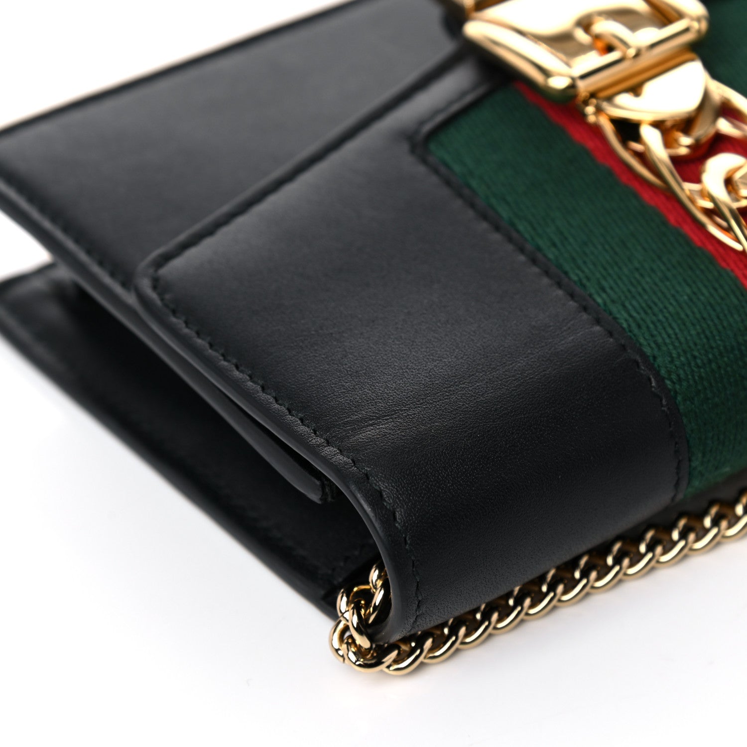 Gucci Calfskin Super Mini Sylvie Chain Shoulder Bag Black 9 of 9